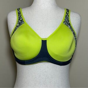 Freya Active Underwire Sports Bra 38D Lime Green Navy High Impact Support
